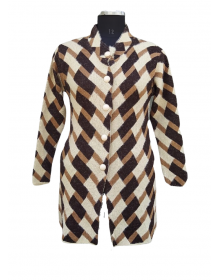 Women Long coat Brown Jacquard design